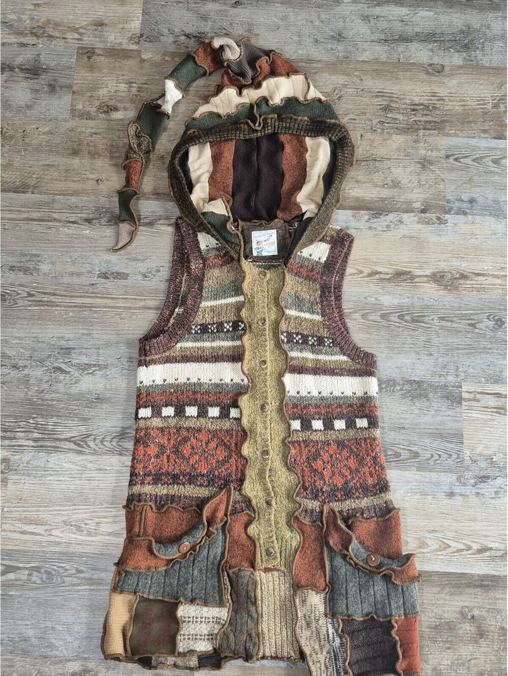 Just My Style Recycled Patchwork Cardigan Whimsy Boho Handmade Elf Pixie Hoodie